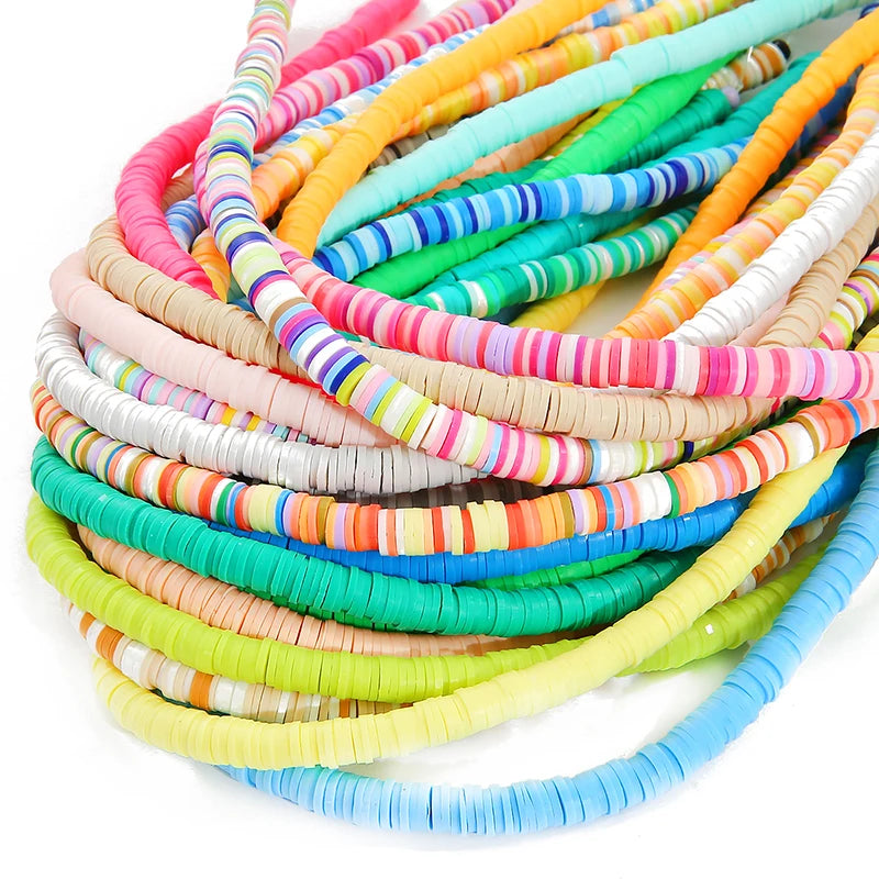 6mm 350Pcs Handmade Flat Round Polymer Clay Beads Chip Disk Loose Spacer Beads For DIY Jewelry Making Bracelet Mixed Color