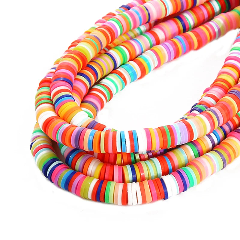 6mm 350Pcs Handmade Flat Round Polymer Clay Beads Chip Disk Loose Spacer Beads For DIY Jewelry Making Bracelet Mixed Color
