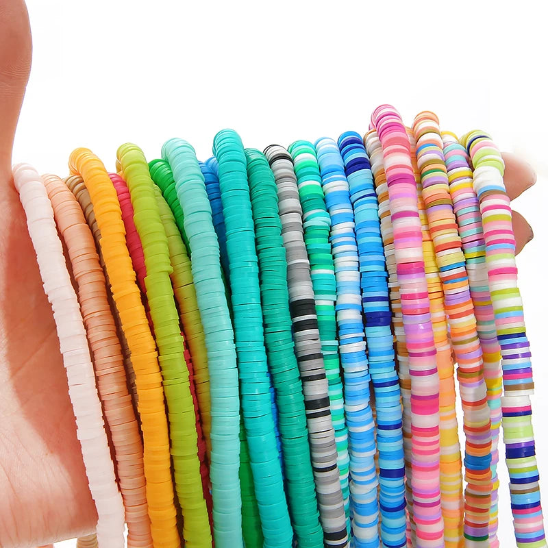 6mm 350Pcs Handmade Flat Round Polymer Clay Beads Chip Disk Loose Spacer Beads For DIY Jewelry Making Bracelet Mixed Color