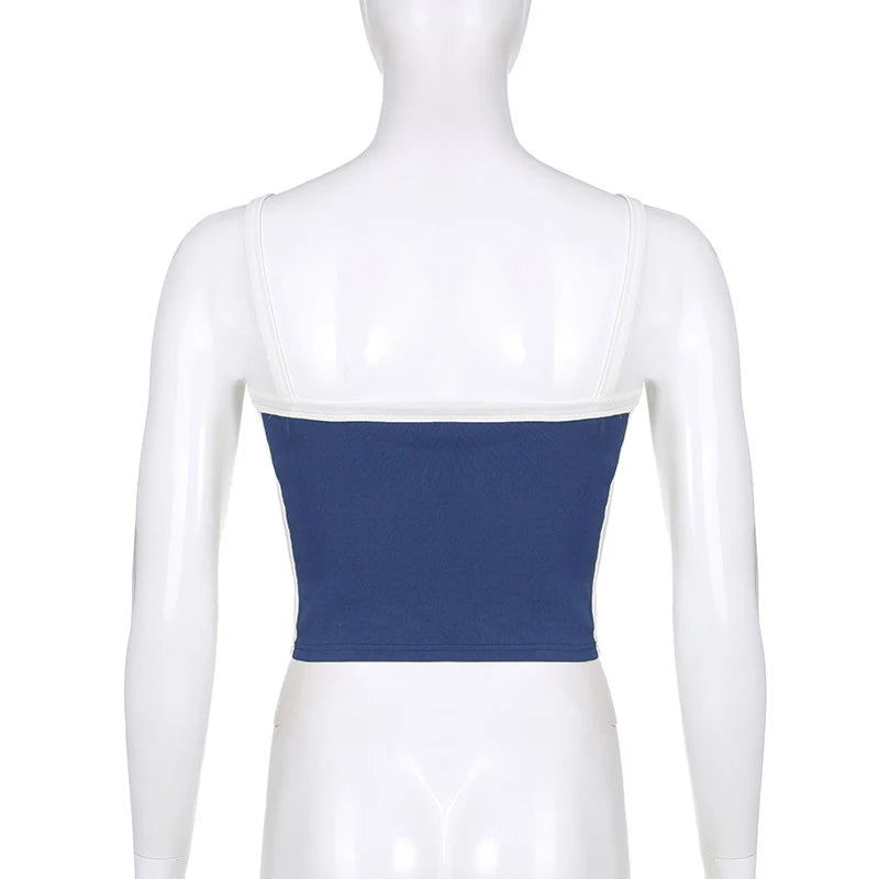 Sleeveless Knitted Tank Top Multicolor Sexy Basic Patchwork Summer Casual Cami Y2k Vintage Girls/Women