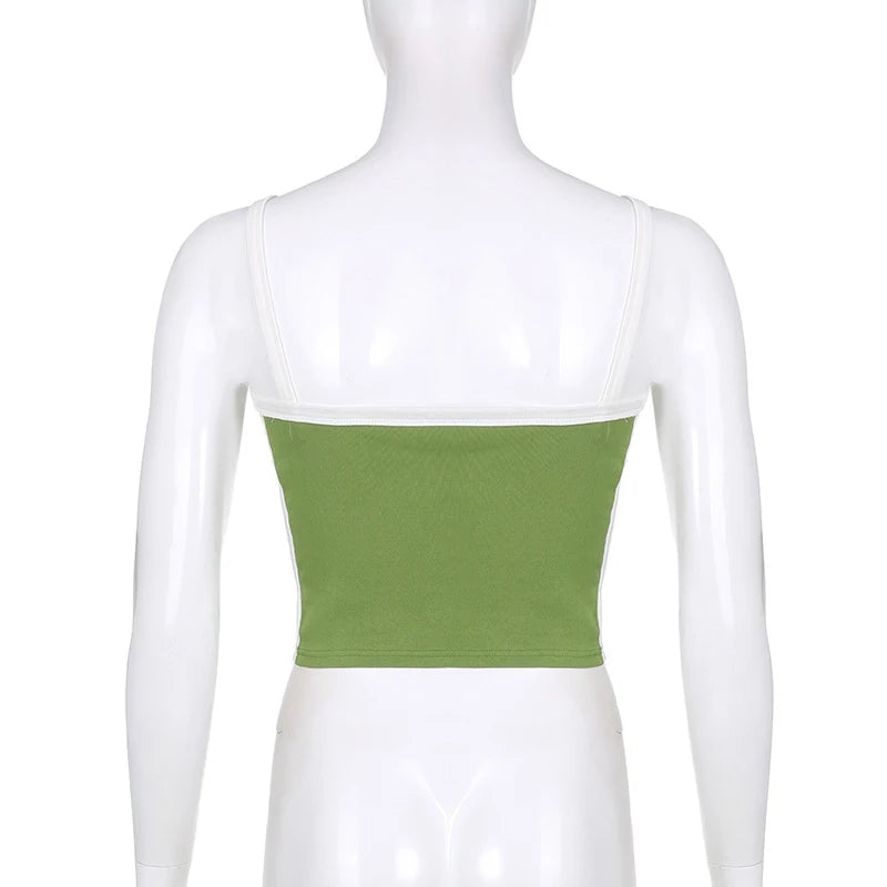 Sleeveless Knitted Tank Top Multicolor Sexy Basic Patchwork Summer Casual Cami Y2k Vintage Girls/Women