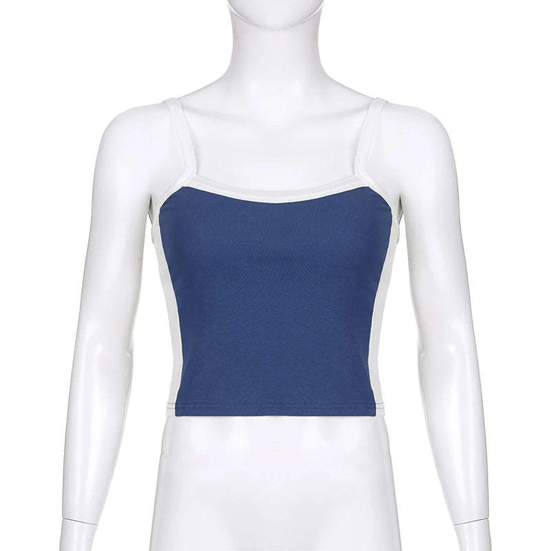 Sleeveless Knitted Tank Top Multicolor Sexy Basic Patchwork Summer Casual Cami Y2k Vintage Girls/Women