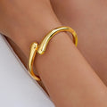 Simple Teardrop Shaped Bangle For Women And Teens Creative Gold And Silver Color Adjustable Cuff Open Bracelet Girls Fashion Jewelry