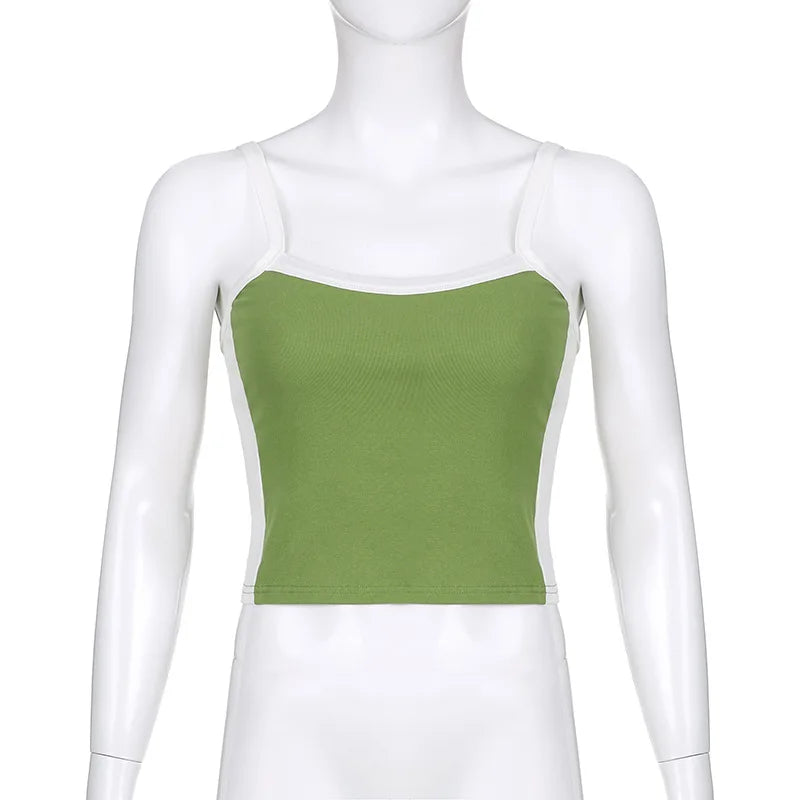 Sleeveless Knitted Tank Top Multicolor Sexy Basic Patchwork Summer Casual Cami Y2k Vintage Girls/Women