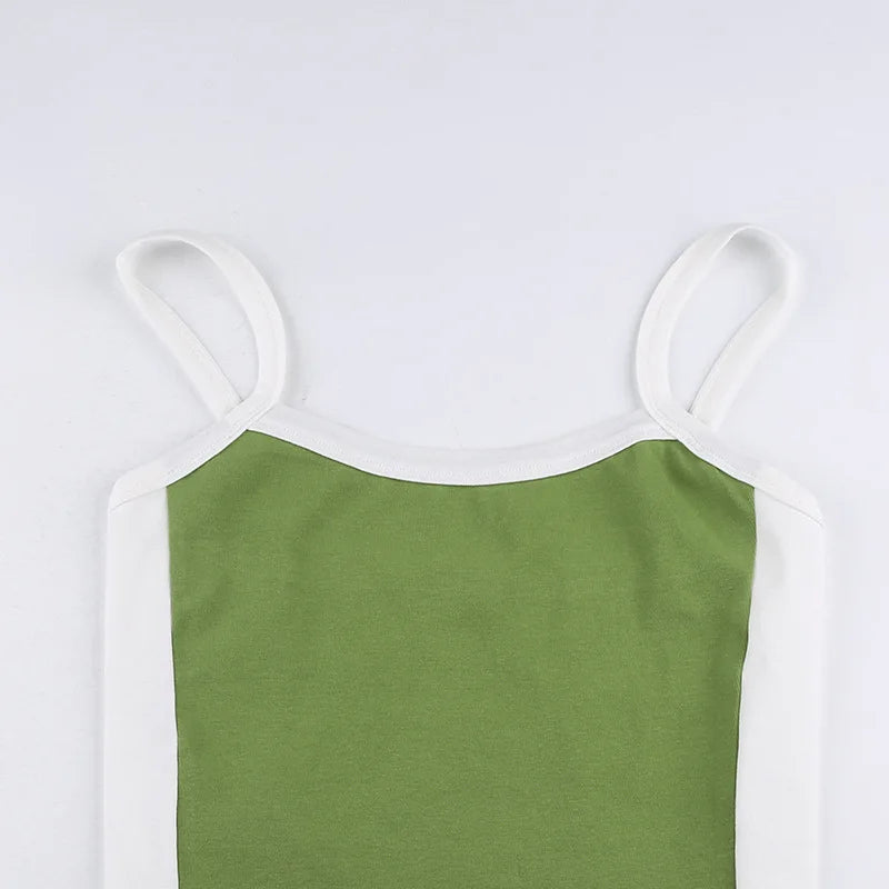 Sleeveless Knitted Tank Top Multicolor Sexy Basic Patchwork Summer Casual Cami Y2k Vintage Girls/Women