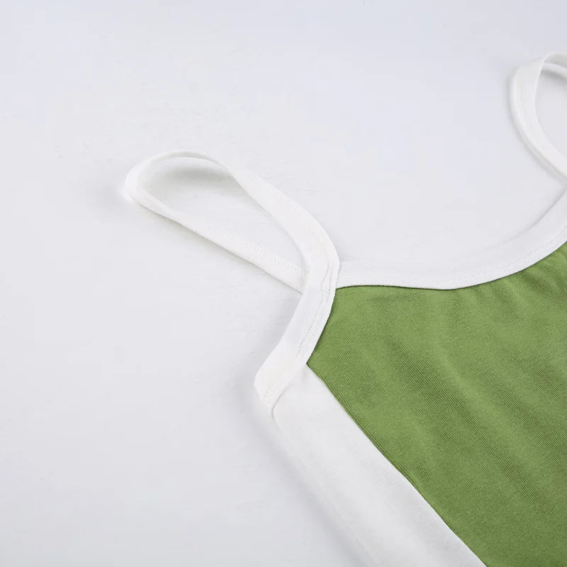 Sleeveless Knitted Tank Top Multicolor Sexy Basic Patchwork Summer Casual Cami Y2k Vintage Girls/Women