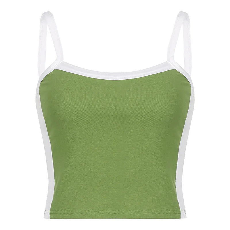 Sleeveless Knitted Tank Top Multicolor Sexy Basic Patchwork Summer Casual Cami Y2k Vintage Girls/Women